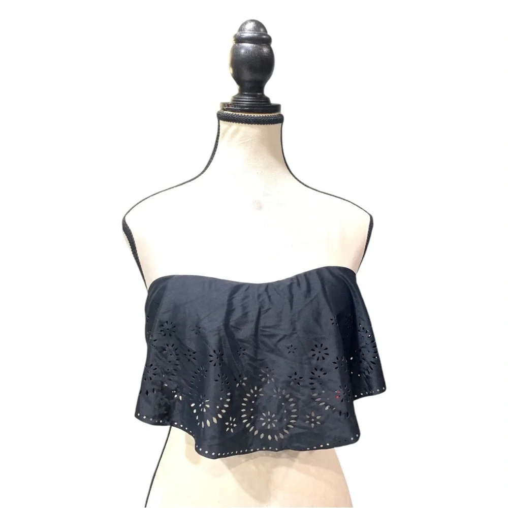 Xhilaration Black Ruffle Bandeau Bikini Top - Picture 14 of 16